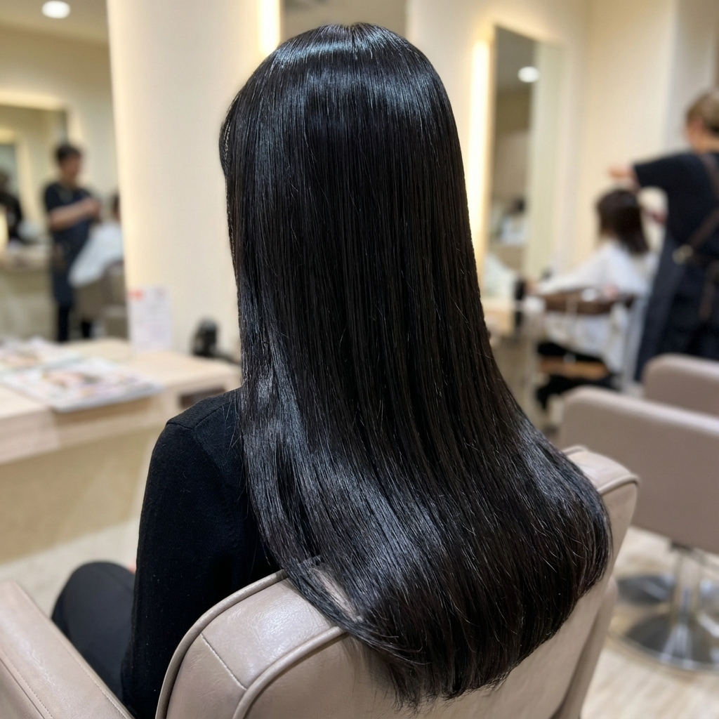 Después: Cabello lacio espejo